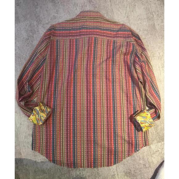 Robert Graham Men's Casual Button-Up Shirt - Striped Pattern, Size XL - Picture 5 of 6